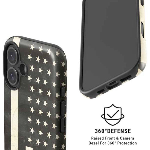 Black & White USA Flag iPhone 16 Magsafe Impact Case